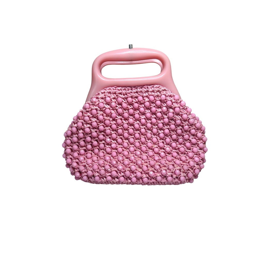 Vintage Raffia Beaded Handbag‎ pink